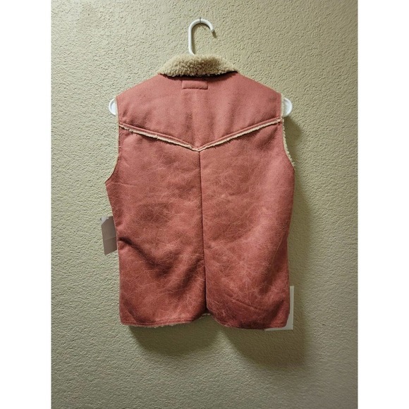 NWT Legacy Falls Western Rose Pink Faux Suede Sherpa Lined Zipper Light Vest Sm - Picture 6 of 6